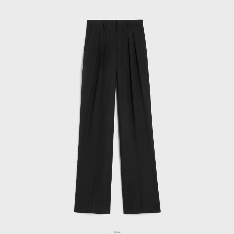 Double-Pleated Tixie Pants in Wool Black CELINE NB84T872 Apparel Women