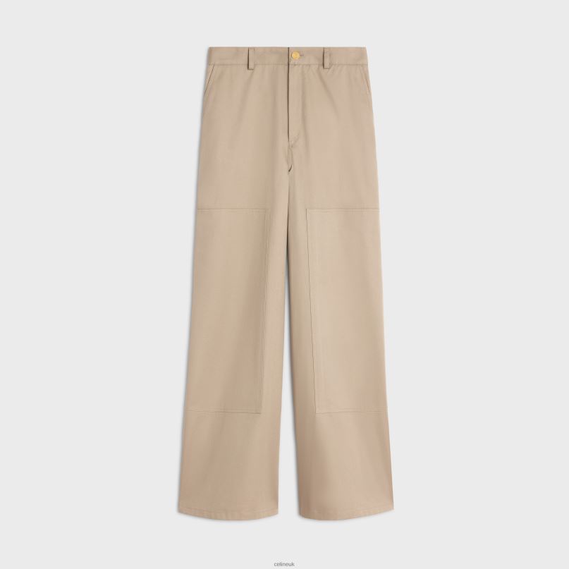 Taillat Pants in Cotton Gabardine Beige CELINE NB84T875 Apparel Women