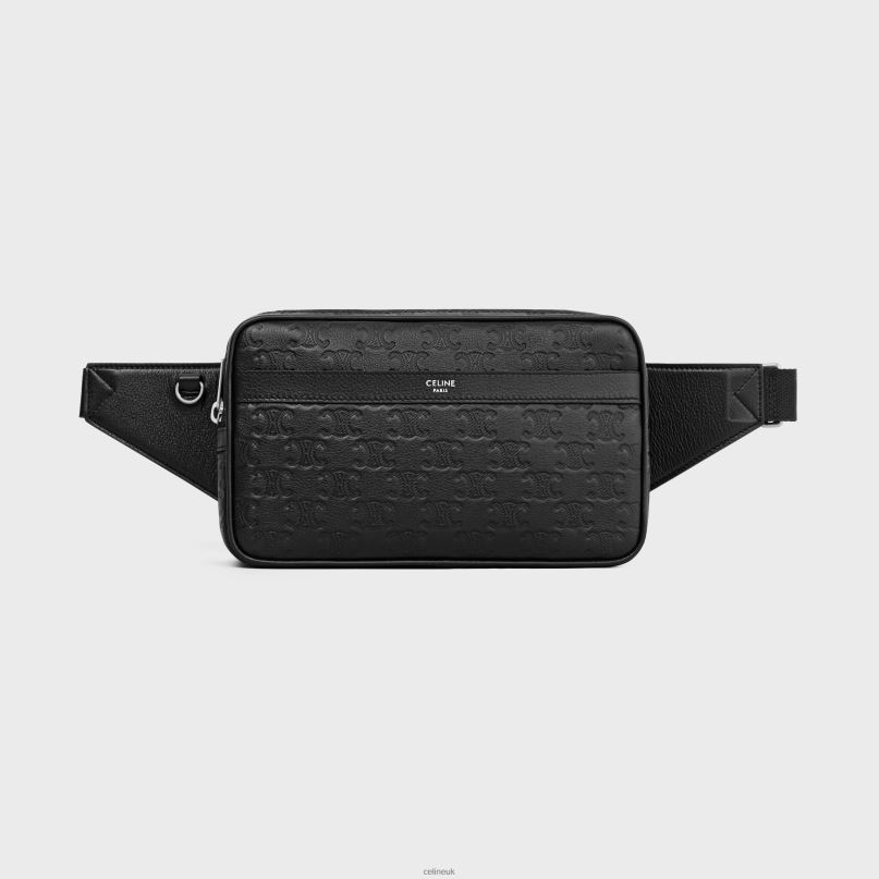 Belt Bag in Calfskin With Triomphe Embossed Black CELINE NB84T2079 Accessories Men