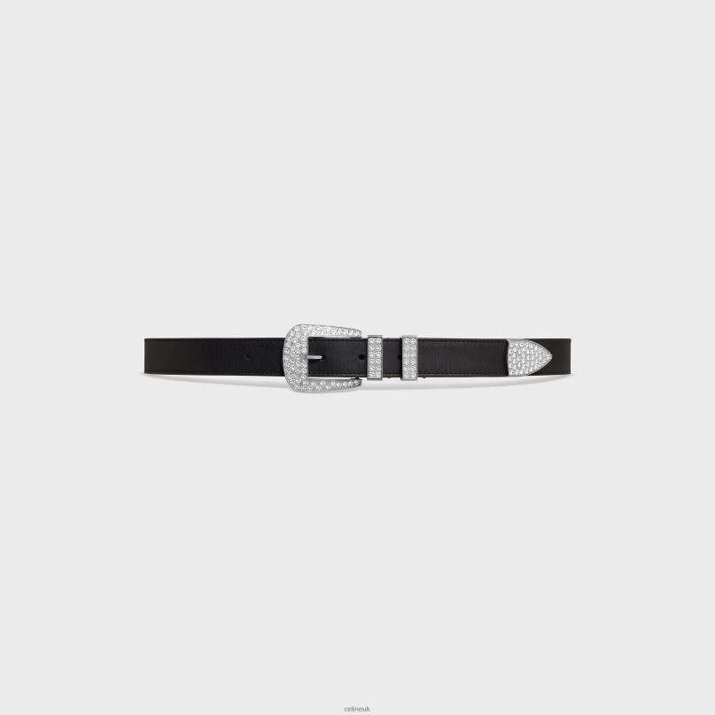 Medium Marco Belt With Strass in Vintage Calfskin Black CELINE NB84T2205 Accessories Men