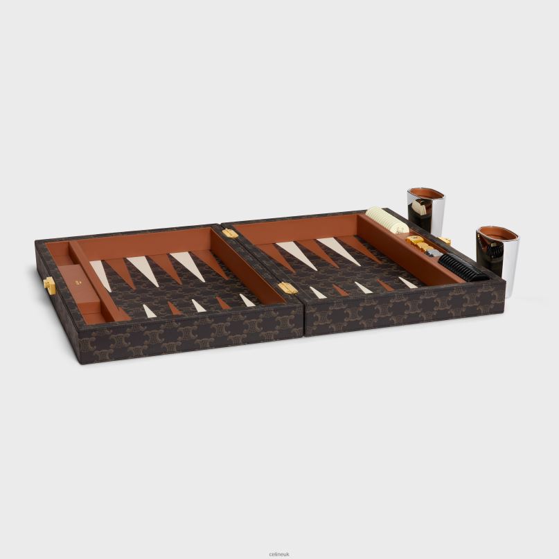 Backgammon in Triomphe Canvas Black/Tan CELINE NB84T1663 Accessories Men