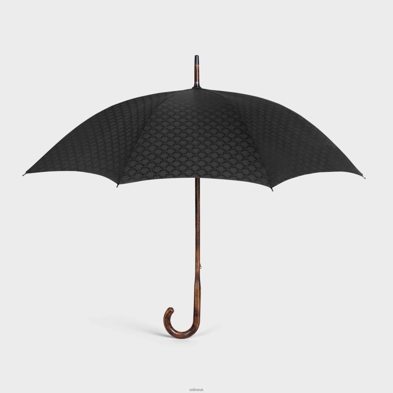 Umbrella in Triomphe Jacquard Textile Black CELINE NB84T1543 Accessories Men