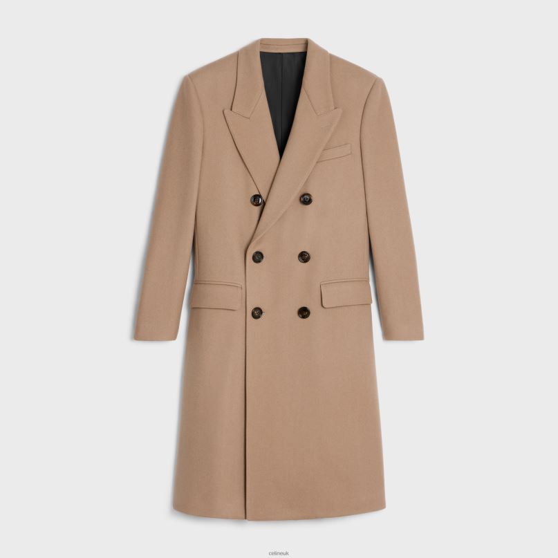 Boxy Coat in Cashmere Cloth Dark Camel CELINE NB84T1863 Apparel Men