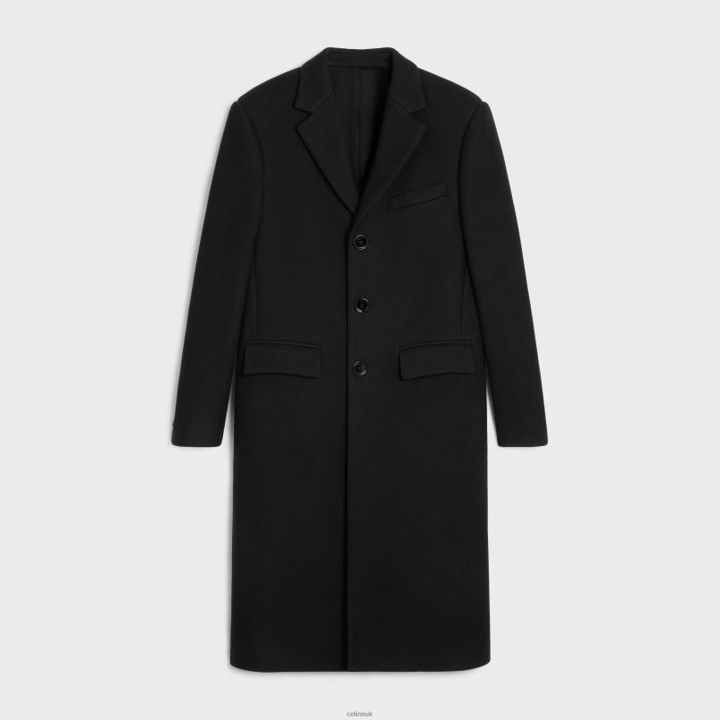 Boxy Coat in Felt Black CELINE NB84T1862 Apparel Men