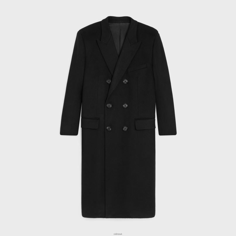 Classic Coat in Wool Cloth Black CELINE NB84T1858 Apparel Men