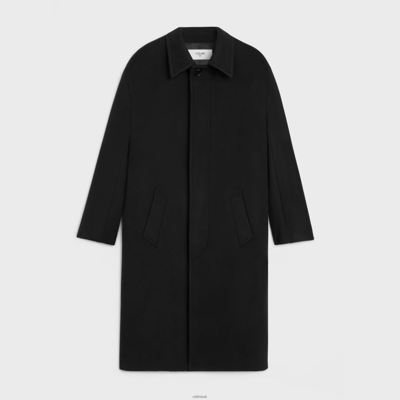 Mac Coat in Double Face Cashmere Wool Black CELINE NB84T1859 Apparel Men