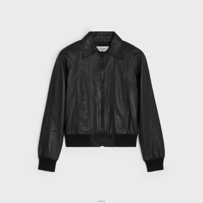 Blouson Jacket With Cutouts in Soft Lambskin Black CELINE NB84T1865 Apparel Men