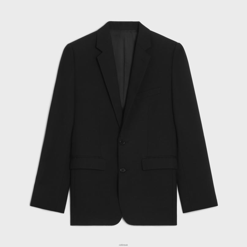 Carnaby Jacket in Jacket in Wool Gabardine Black CELINE NB84T1877 Apparel Men
