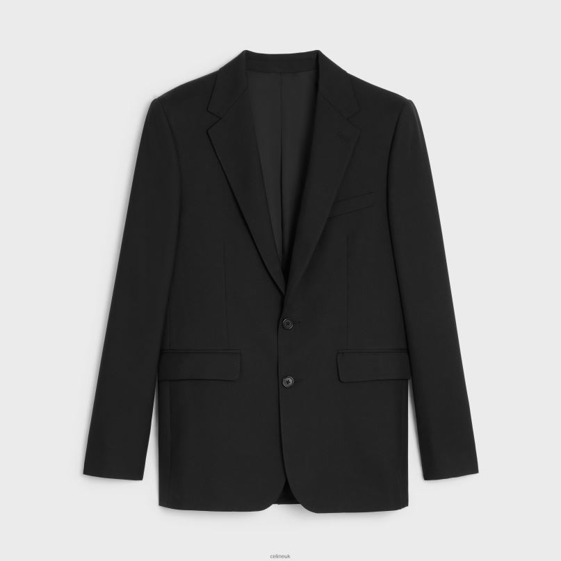 Classic Jacket in Wool Gabardine Black CELINE NB84T1869 Apparel Men