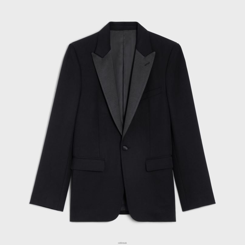 Classic Tux Jacket in Grain De Poudre Black CELINE NB84T1881 Apparel Men