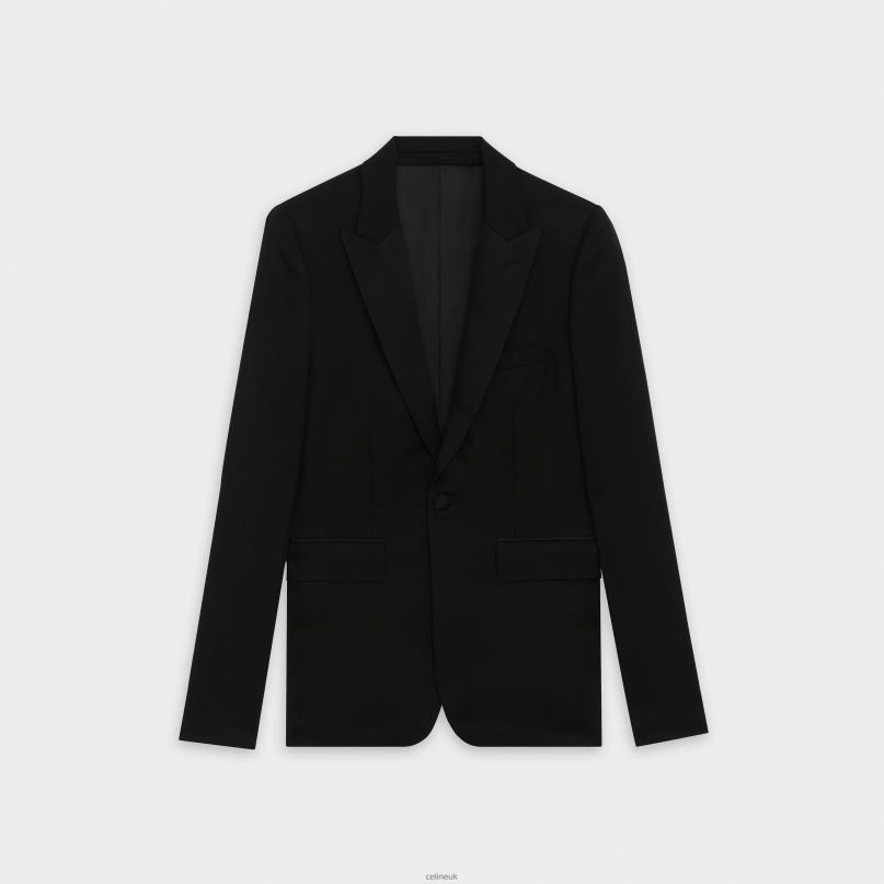 Short Jacket in Grain De Poudre Ultra Black CELINE NB84T1888 Apparel Men