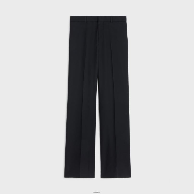Straight Pants in Wool Gabardine Black CELINE NB84T1890 Apparel Men