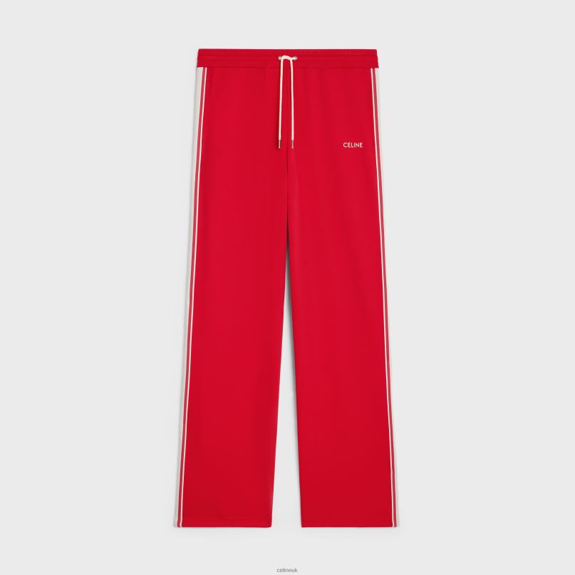 Tracksuit Pants in Double Face Jersey Red/Off White CELINE NB84T2016 Apparel Men