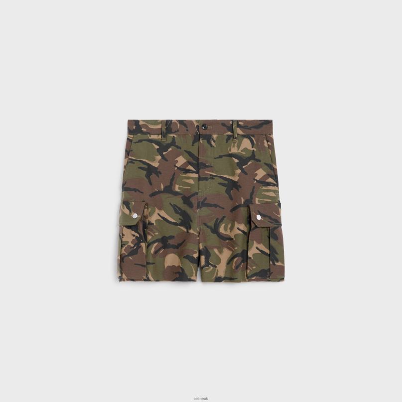 Cargo Shorts in Camouflage Cotton Beige/Khaki/Black CELINE NB84T2024 Apparel Men