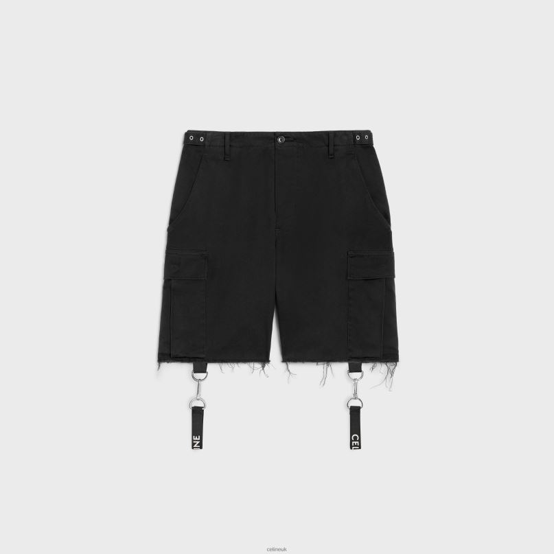 Shorts With Straps in Cotton Black CELINE NB84T2021 Apparel Men