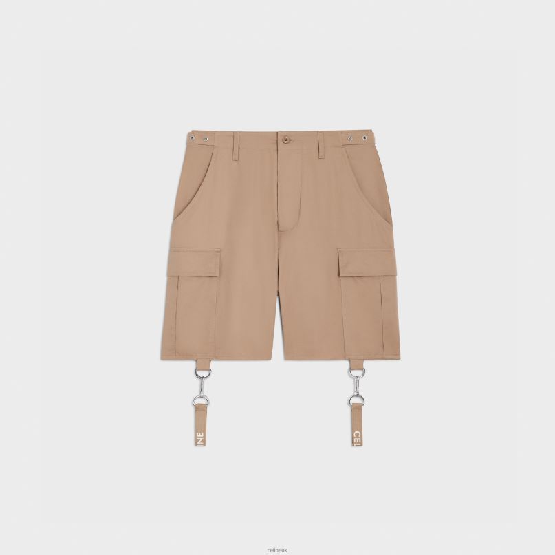 Shorts With Straps in Cotton Linen Beige CELINE NB84T2022 Apparel Men