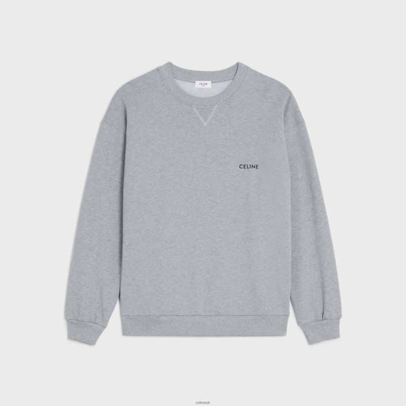 Loose Sweatshirt in Cotton Fleece Grey/Black CELINE NB84T1950 Apparel Men