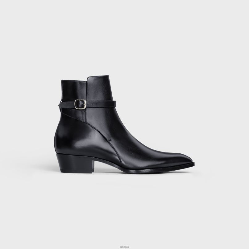 Drugstore Jodhpur Boot in Shiny Calfskin Black CELINE NB84T2063 Footwear Men