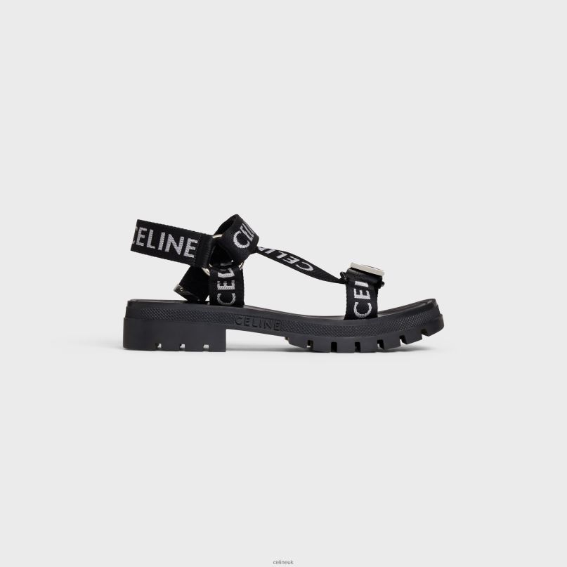 Leo Strappy Sandal in With "" Jacquard Black/White CELINE NB84T2074 Footwear Men