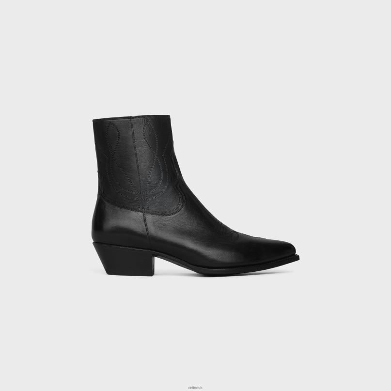 Zipped Western Boots in Calfskin Black CELINE NB84T2061 Footwear Men