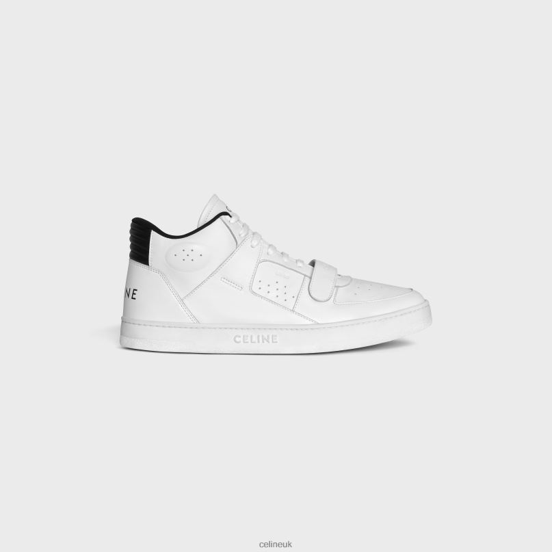 Ct-02 Mid Sneaker With Velcro in Calfskin Optic White/Black CELINE NB84T2051 Footwear Men