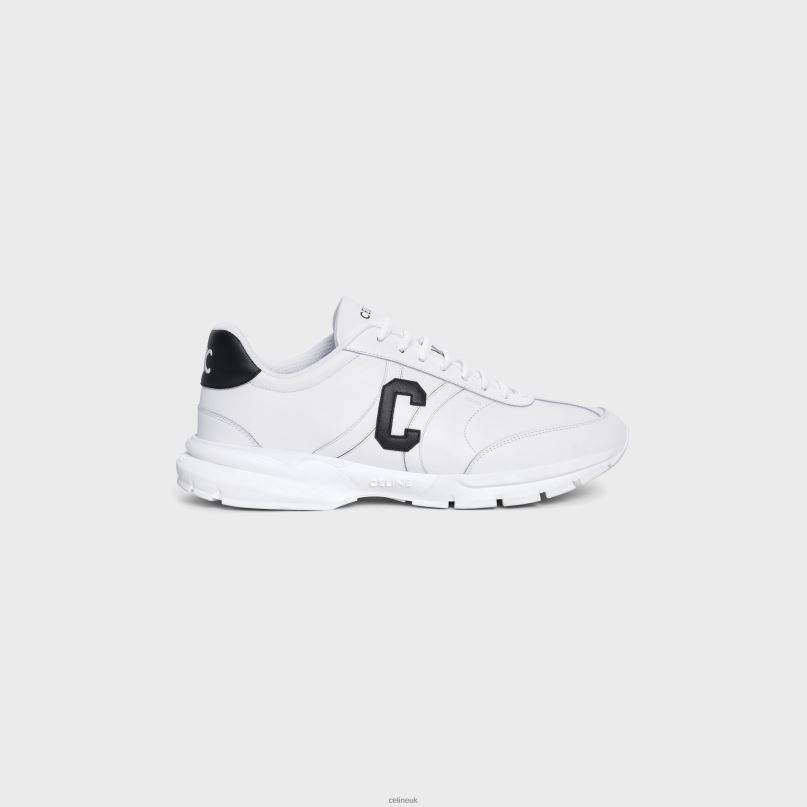 Runner Cr-02 Low Lace-Up Sneaker in Calfskin Optic White/Black CELINE NB84T2029 Footwear Men