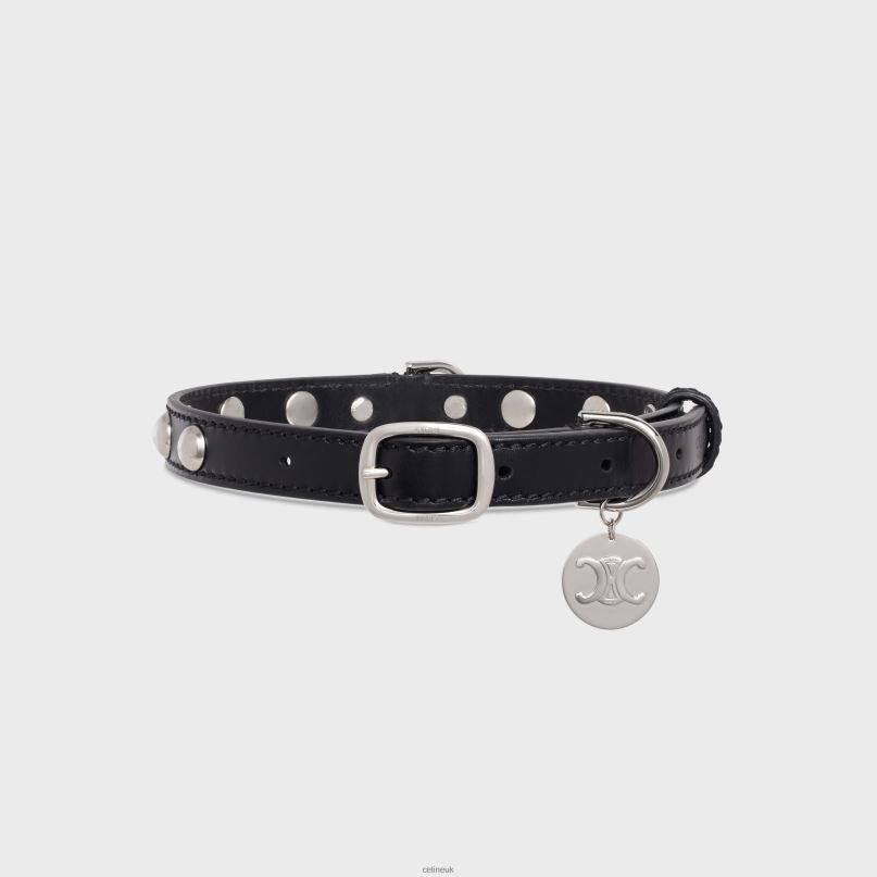 Medium Thin Dog Collar in Smooth Calfskin With Studs Black CELINE NB84T1745 Accessories Men