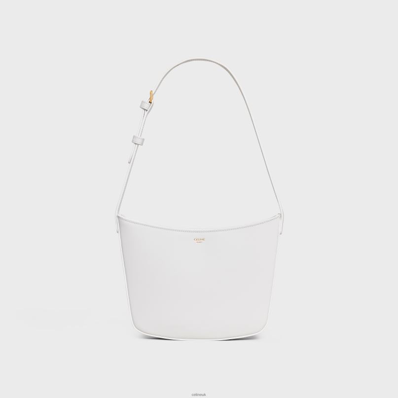 Medium Croque Bag in Shiny Calfskin Arctic White CELINE NB84T297 Accessories Women