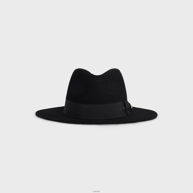 Fedora Hat in Felt Black CELINE NB84T1193 Accessories Women