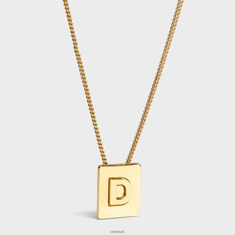 Alphabet D Necklace in Brass With Finish Gold CELINE NB84T1327 Accessories Women