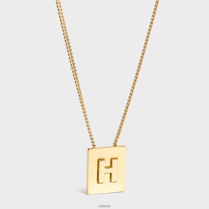 Alphabet H Necklace in Brass With Finish Gold CELINE NB84T1331 Accessories Women