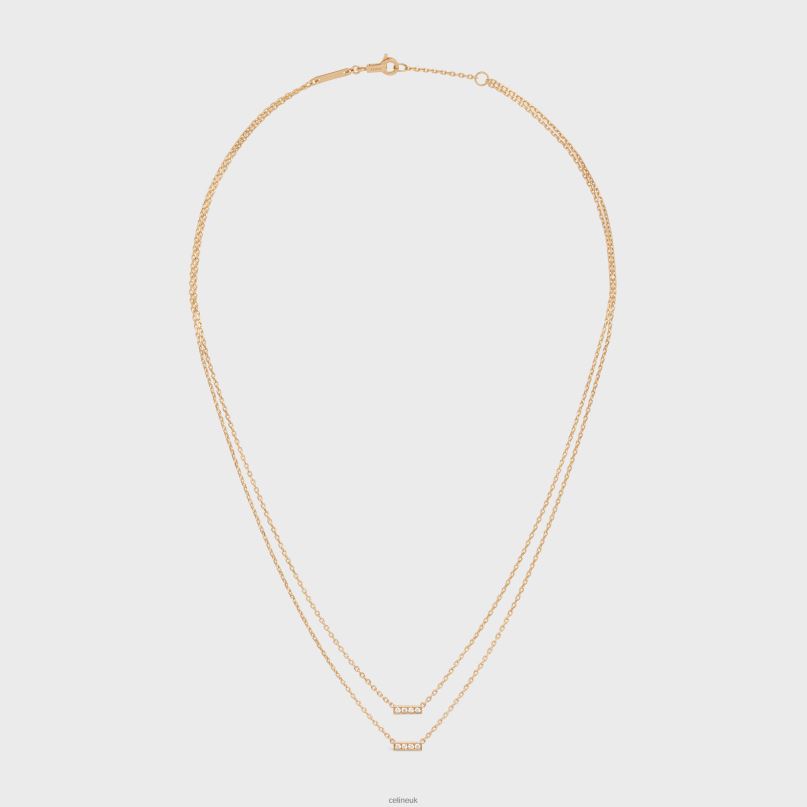 Line Double Necklace in Diamonds Yellow Gold & White CELINE NB84T1390 Accessories Women