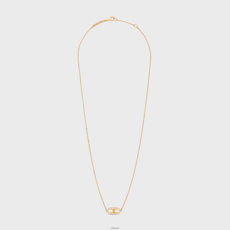 Maillon Triomphe Necklace in Diamonds Yellow Gold & White CELINE NB84T1378 Accessories Women