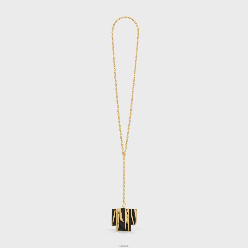 Nevelson Project Necklace Vermeil & Oak Wood Gold/Black CELINE NB84T1362 Accessories Women