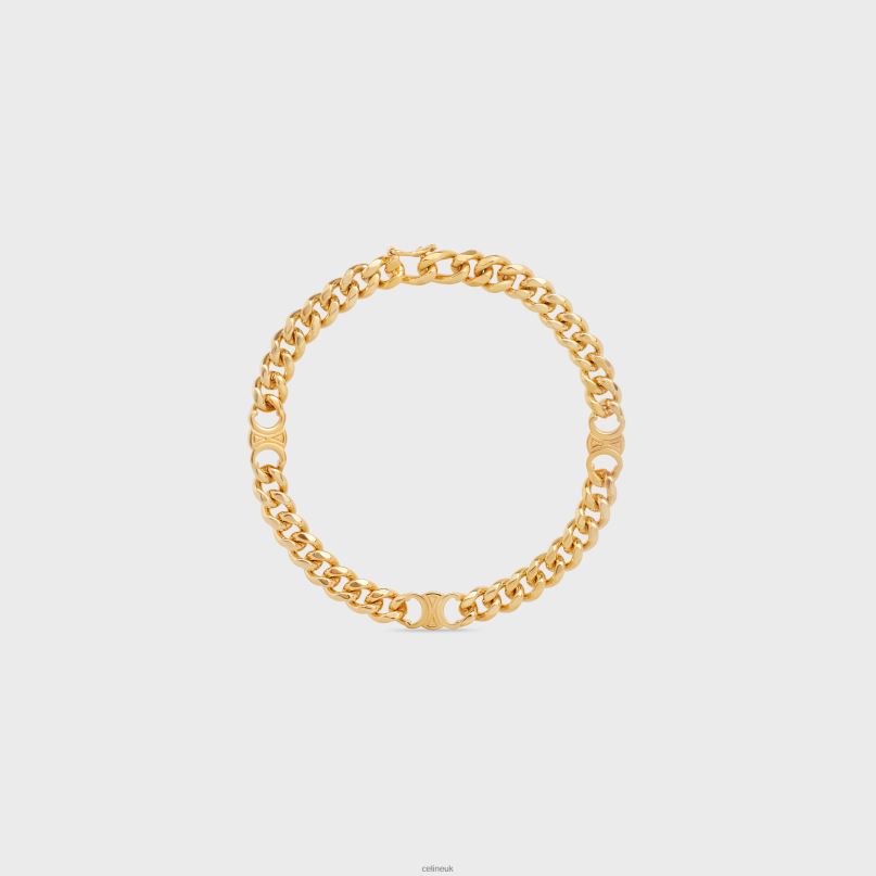 Triomphe Small Gourmette Bracelet in Brass With Finish Gold CELINE NB84T1278 Accessories Women