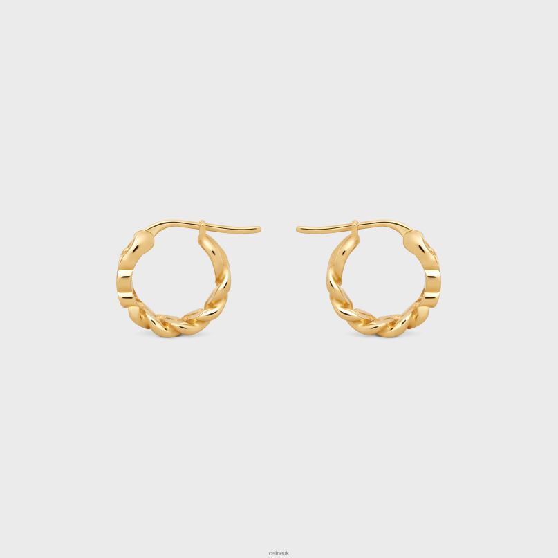 Triomphe Small Gourmette Hoops in Brass With Finish Gold CELINE NB84T1279 Accessories Women