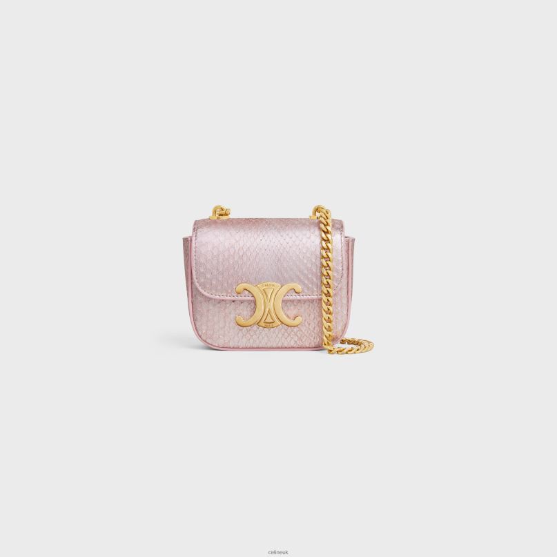 Mini Chain Claude in Pearly Python Light Pink CELINE NB84T309 Accessories Women