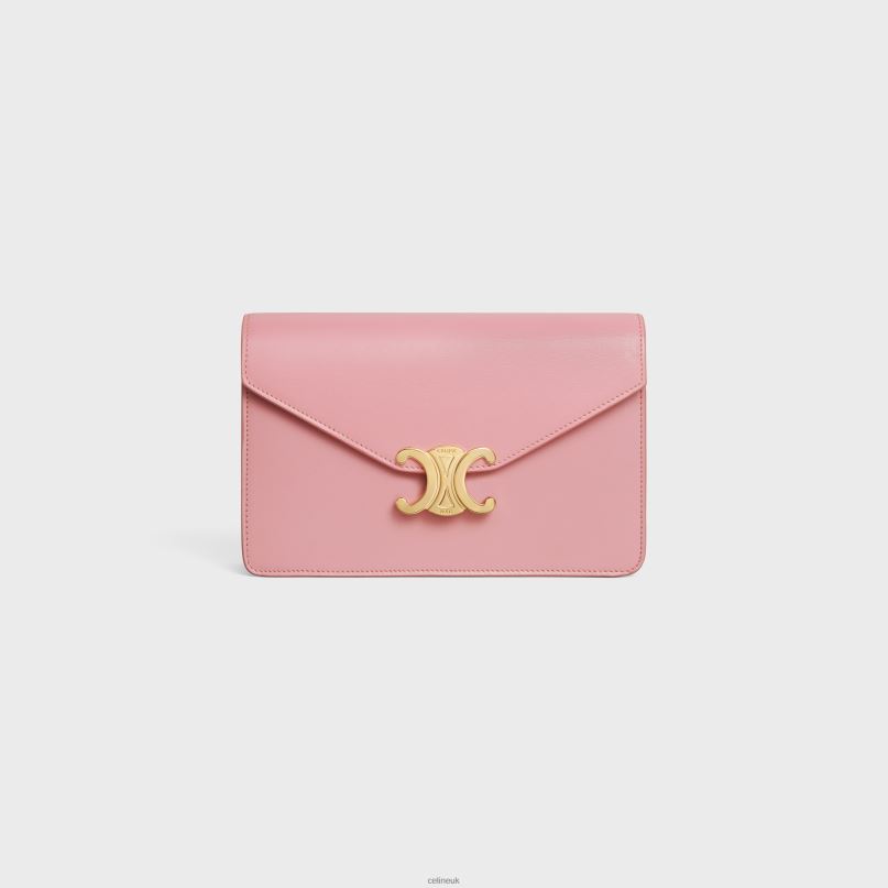 Wallet On Chain Margo in Shiny Calfskin Rose CELINE NB84T317 Accessories Women