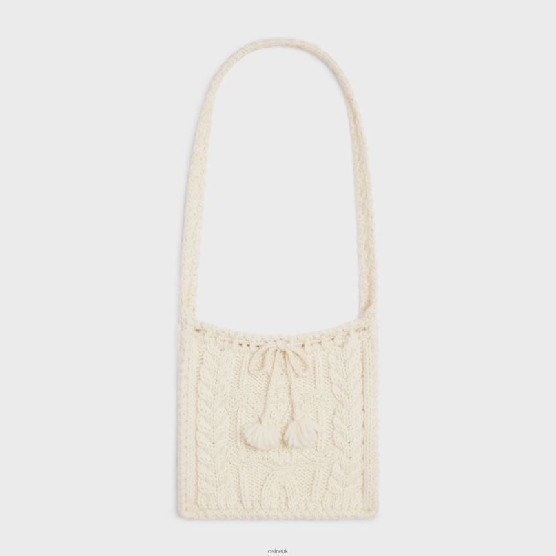 Bag in Triomphe Aran Mohair Wool Off White CELINE NB84T1190 Accessories Women