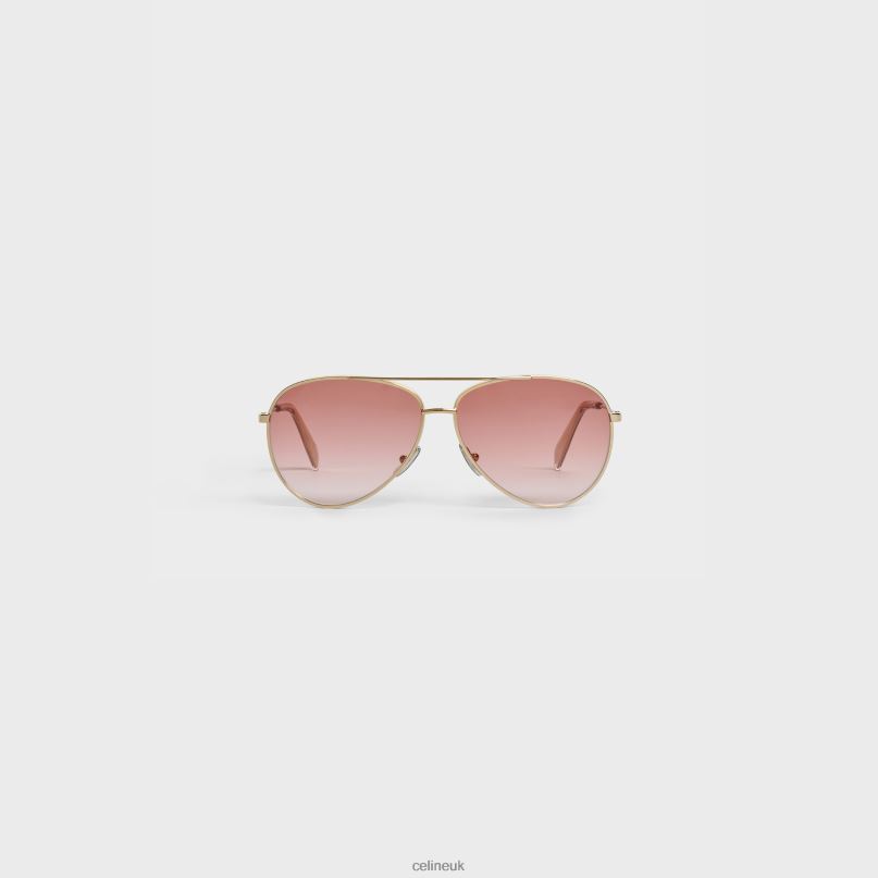 Metal Frame 02 Sunglasses in Metal Gold/Gradient Pink CELINE NB84T1125 Accessories Women