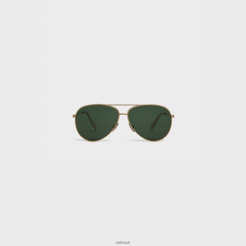 Metal Frame 02 Sunglasses in Metal With Mineral Glass Lenses Gold/Green CELINE NB84T1124 Accessories Women