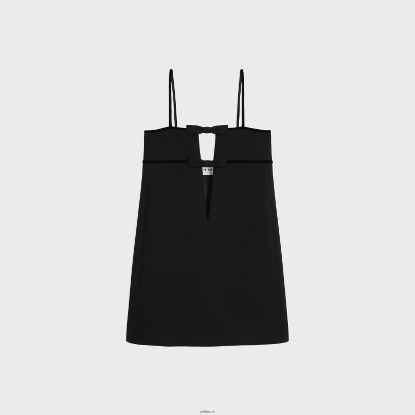 Trapeze Mini Dress in Double Wool Black CELINE NB84T585 Apparel Women