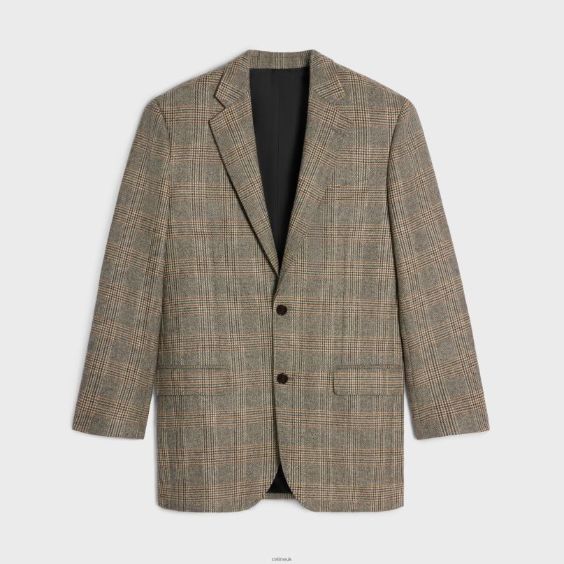 Garcon Jacket in Wool & Cashmere Taupe/Toffee/Noir CELINE NB84T573 Apparel Women