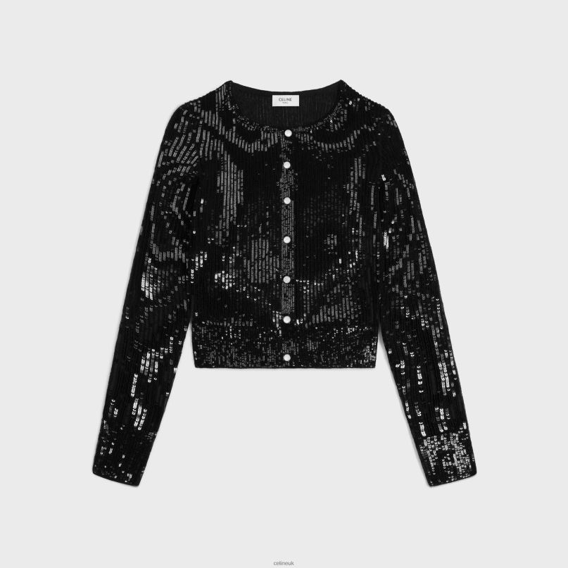 Embroidered Cardigan in Light Mohair Black CELINE NB84T568 Apparel Women