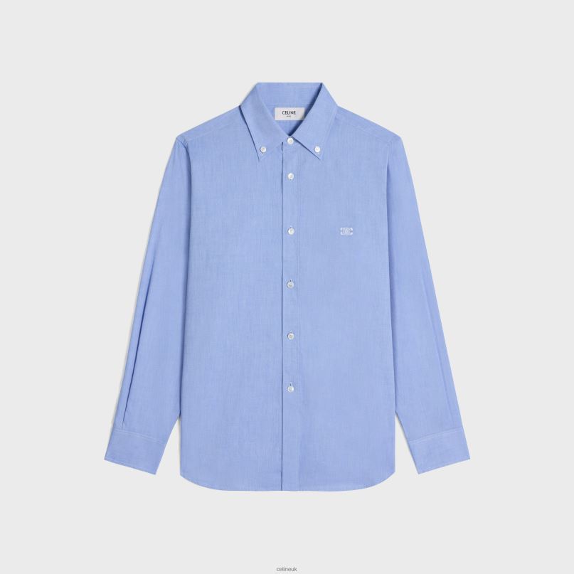 Tomboy Shirt in Cotton Chambray Bleu Azur/Craie CELINE NB84T576 Apparel Women