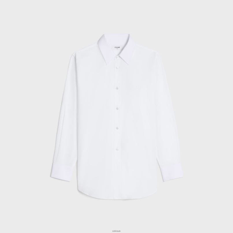 Tomboy Shirt in Cotton Poplin White CELINE NB84T577 Apparel Women