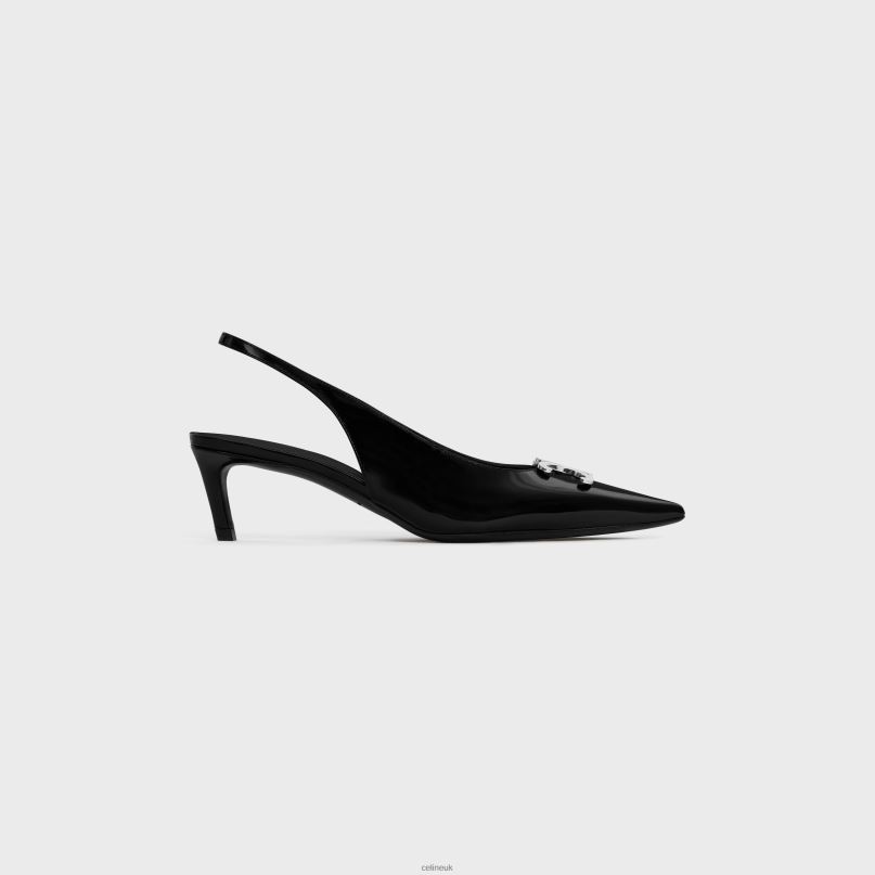 Alma Triomphe Slingback in Glossy Calfskin Black CELINE NB84T977 Footwear Women