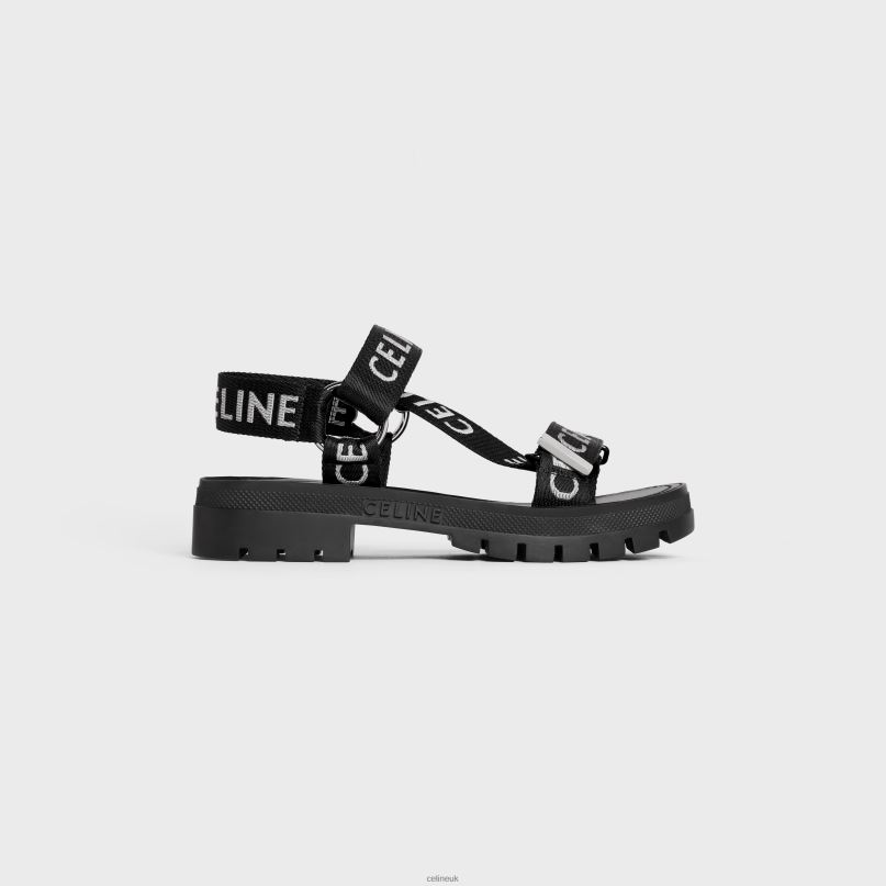 Leo Strappy Sandal in With "" Jacquard Black/White CELINE NB84T1000 Footwear Women